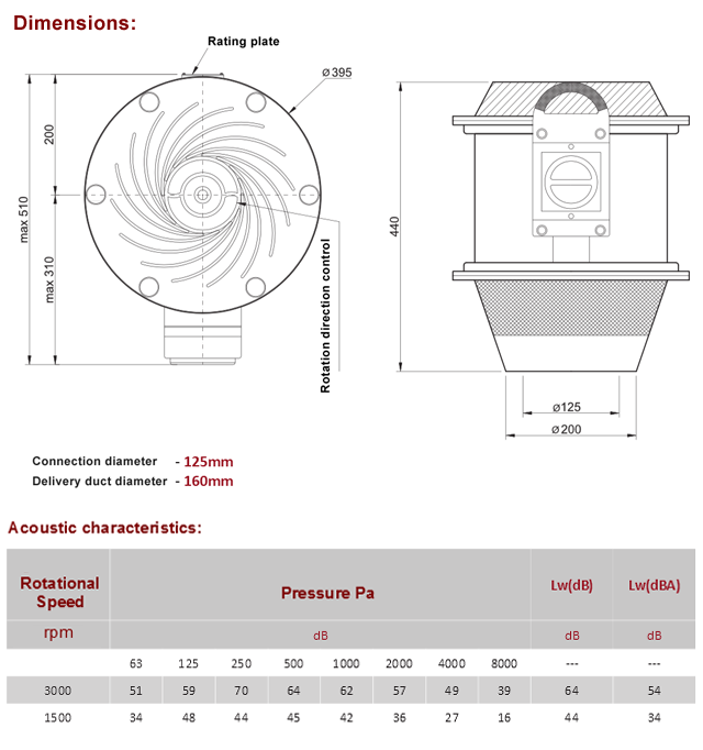 DvF 125 rooftop radial fans