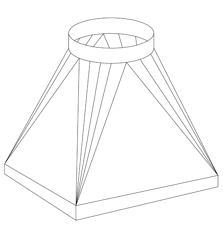 Circular / rectangular intermediate piece